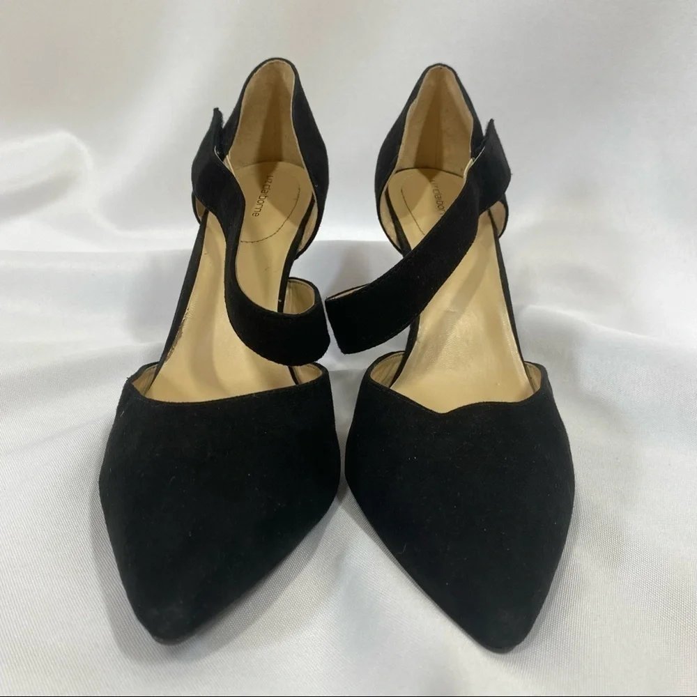 Liz Claiborne | Black Pointed Toe Velvet Heels Strap Women's Size 9.5